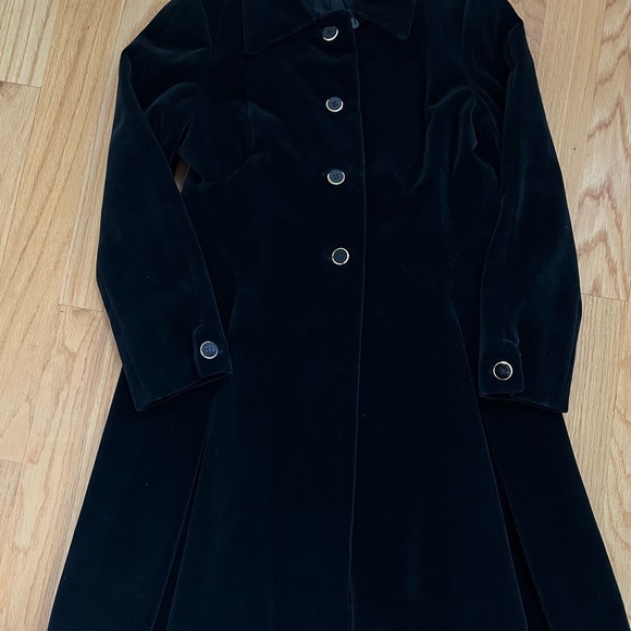 Vintage Lawrence of London Black Velvet Princess Cut Coat - Picture 1 of 8